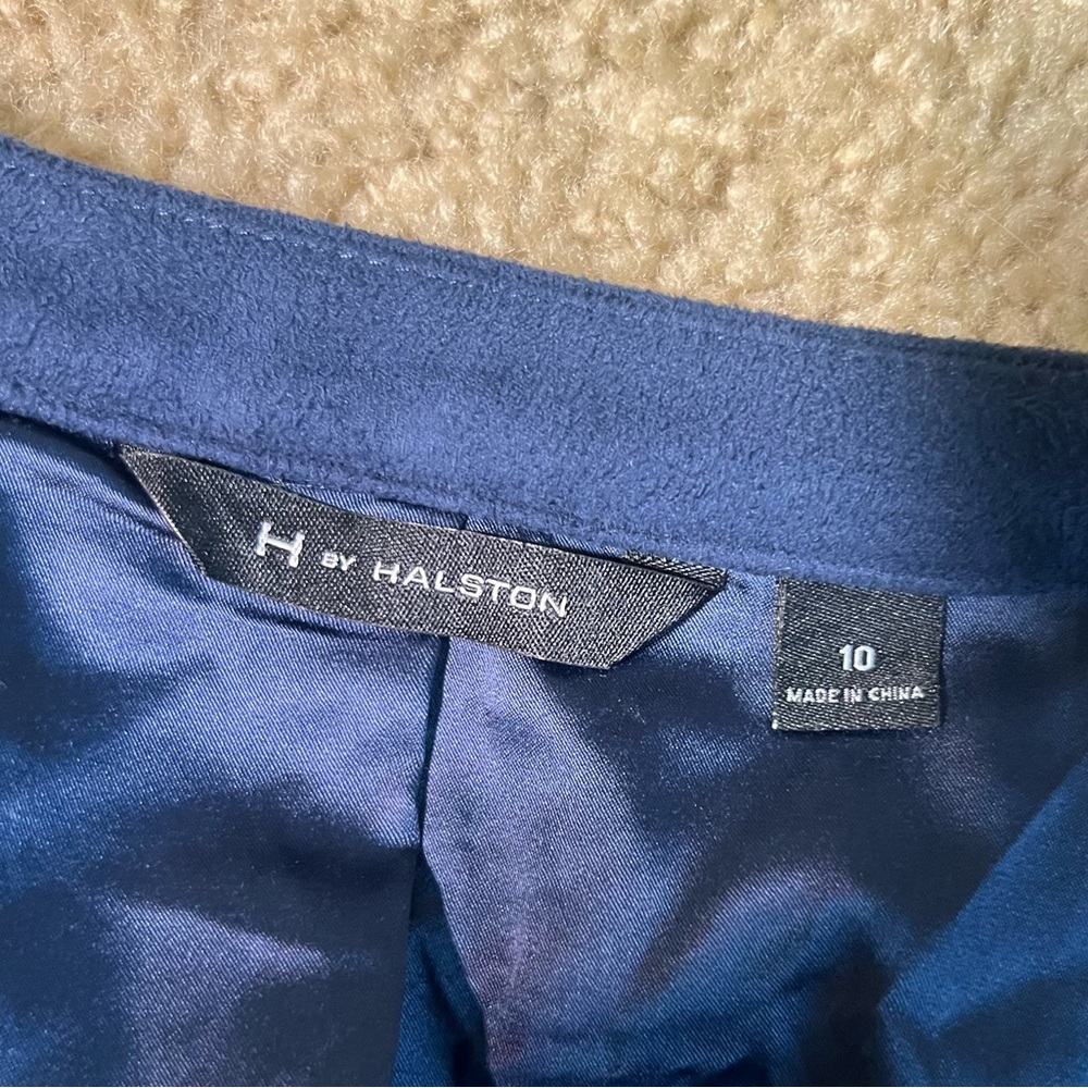 H by Halston Faux Suede Belted Jacket with Sweater Sleeves - Blue, 10 - Picture 5 of 6